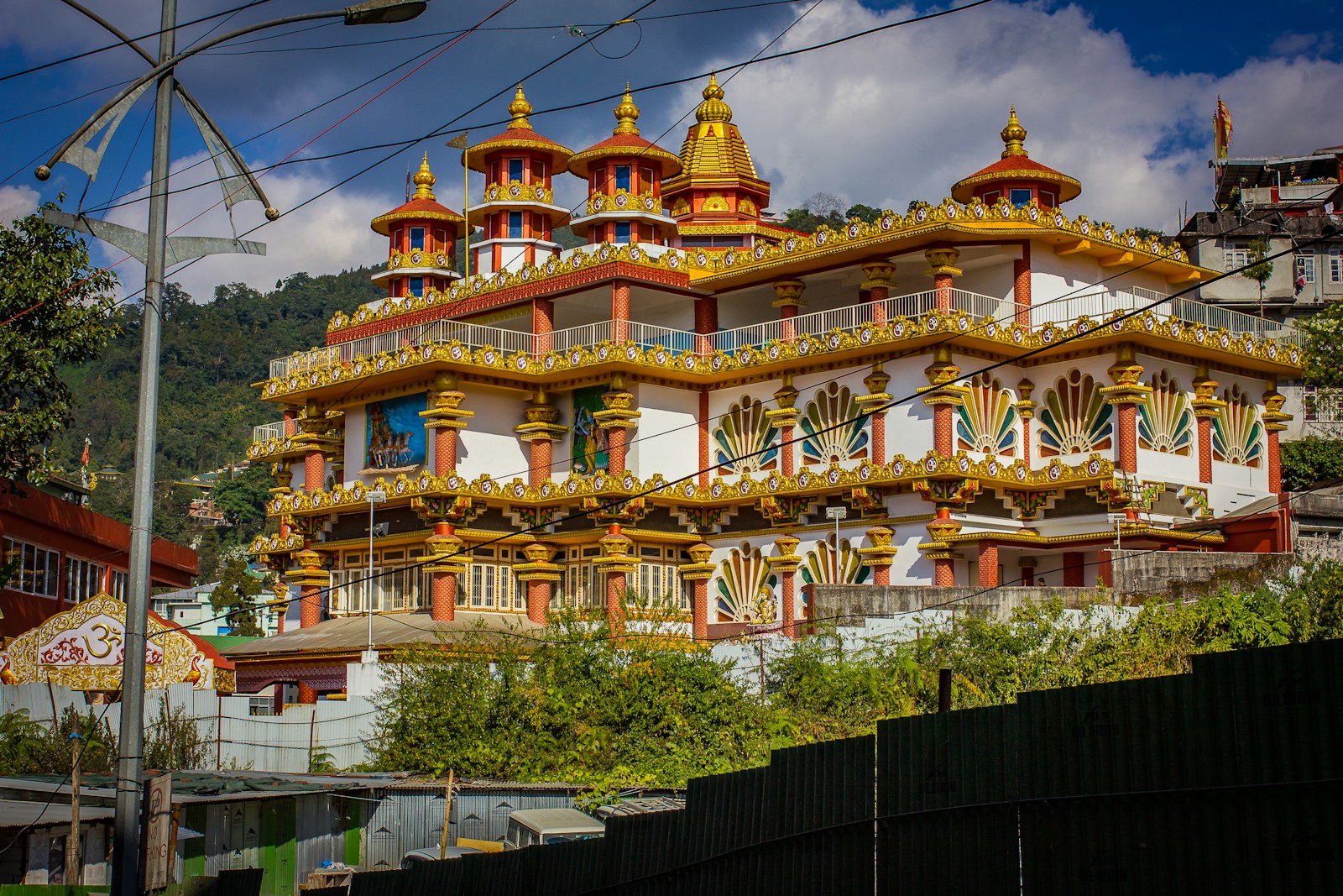 a colorful building with a lot of windows on top of it